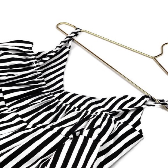 Striped Black + White Babydoll Cami Top - Picture 7 of 8
